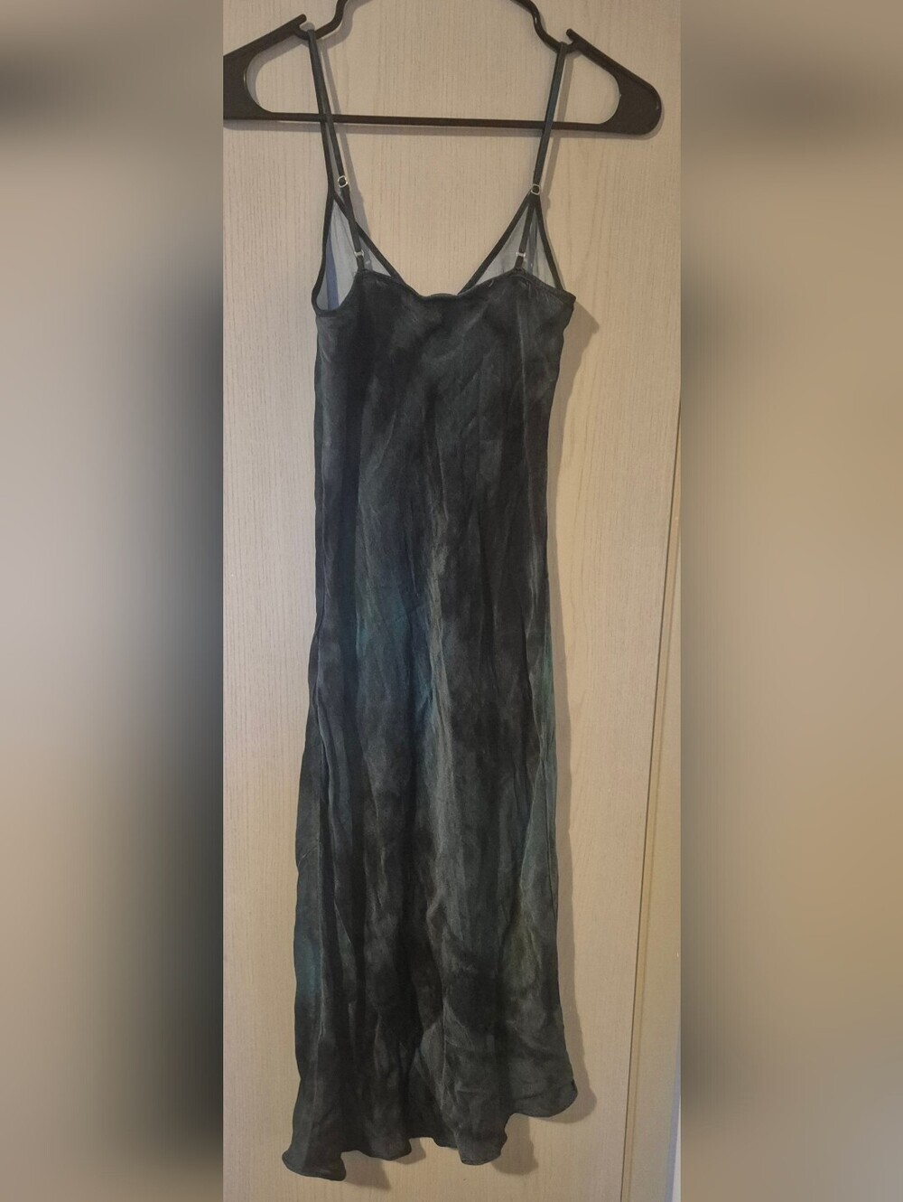 Wilfred by Aritzia Viscose Slip Dress | XXS | Blue Grey Satin Midi Dress - Picture 2 of 7